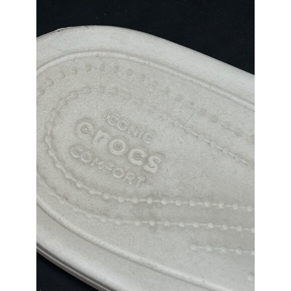 Womens Crocs Floral Slide Sandals Size 11 White with Flowers Iconic Comfort - Picture 4 of 9